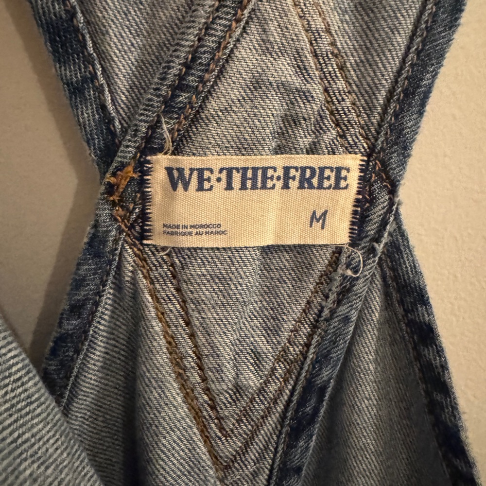 We The Free Denim Short Overalls in Blue - Picture 3 of 5